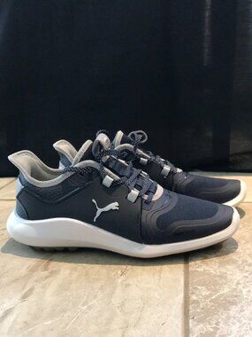Puma Golf Shoes IGNITE FASTEN8 Spikeless; Navy & Grey; Sz: 6.5; Water Resistant